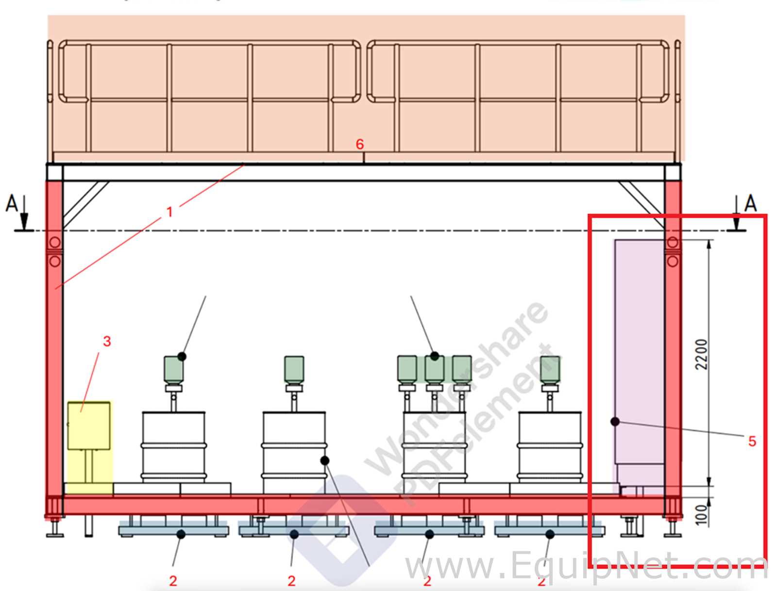 Netzsch Weighing Platform Structure with Electrical Board - Skid 3-3 PPZ Final Hold Tank System