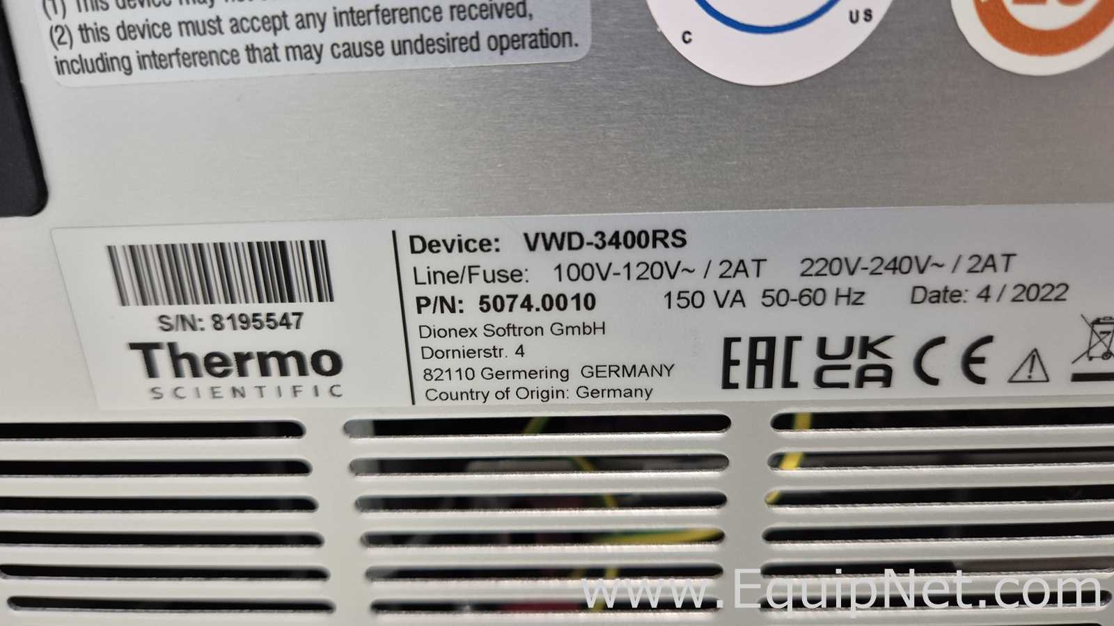 Unused Thermo Scientific Dionex UltiMate VWD-3000 RS Variable Wavelength Detector