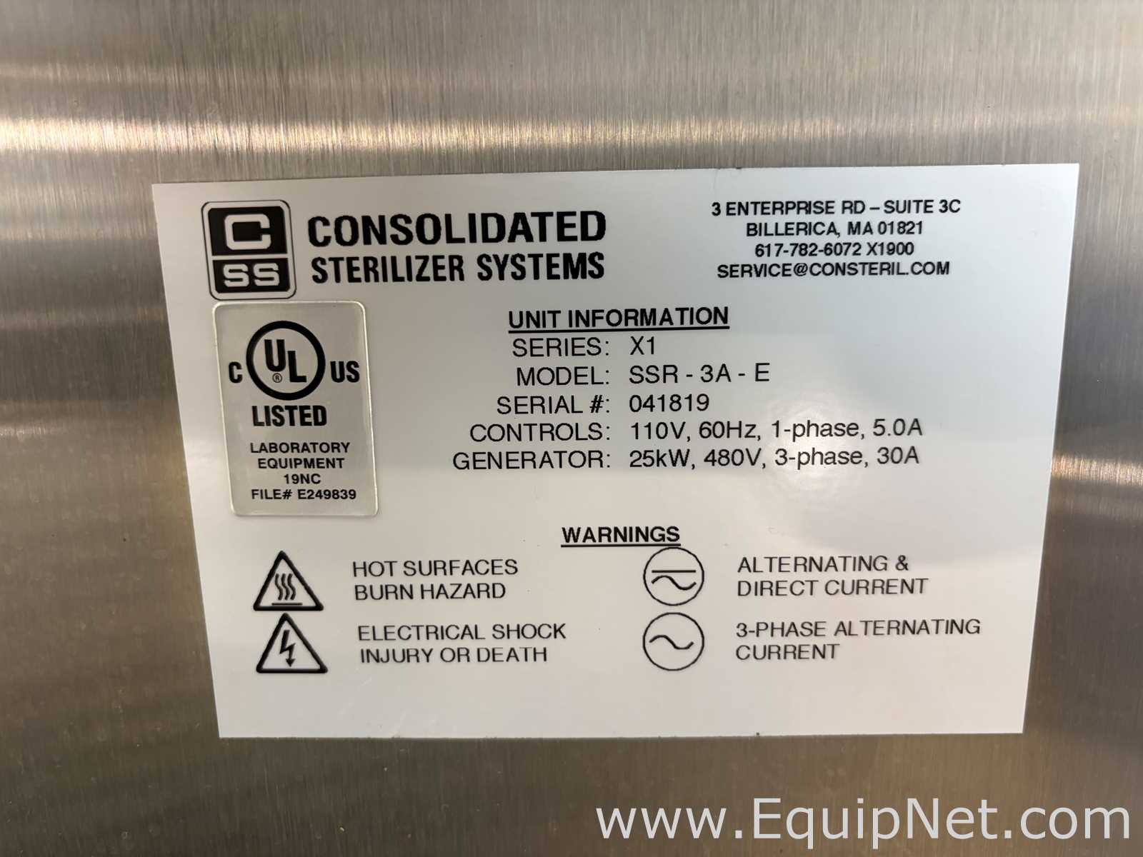 Esterilizador Consolidated Sterilizer Systems Co SSR-3A-E
