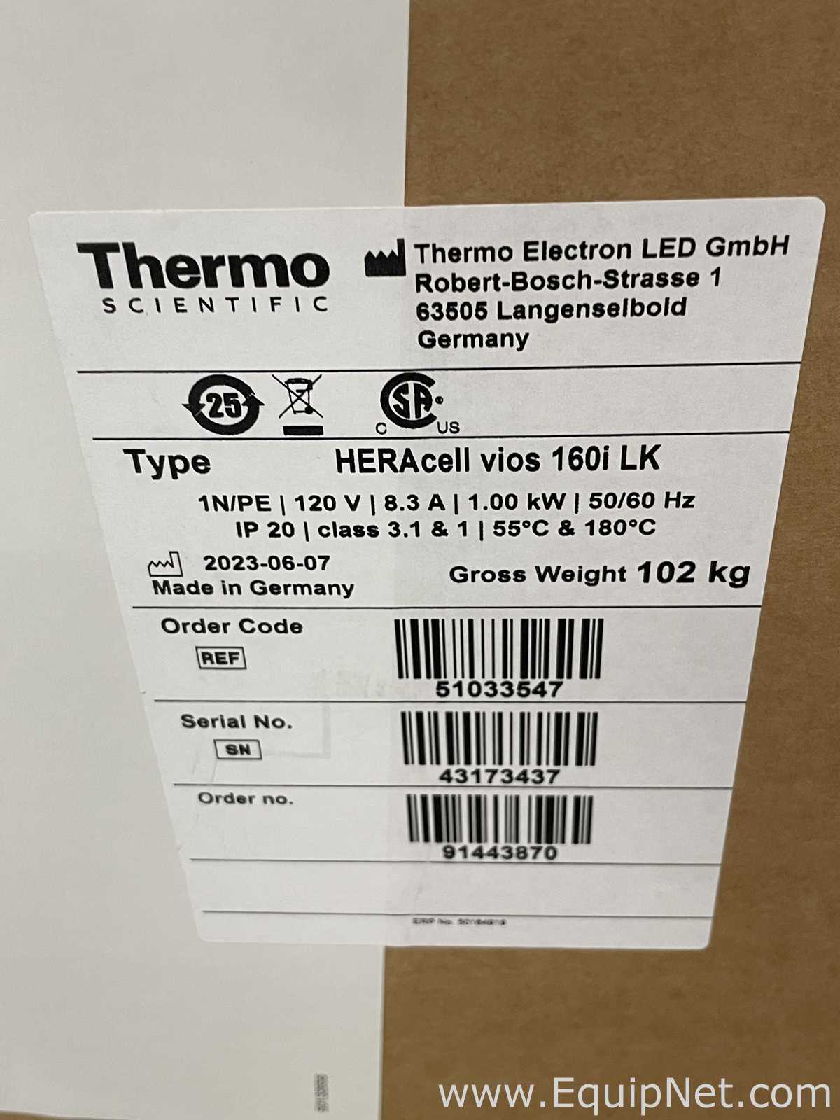 Thermo Scientific Heracell Vios 160i LK CO2 Incubator Unused in Original Box