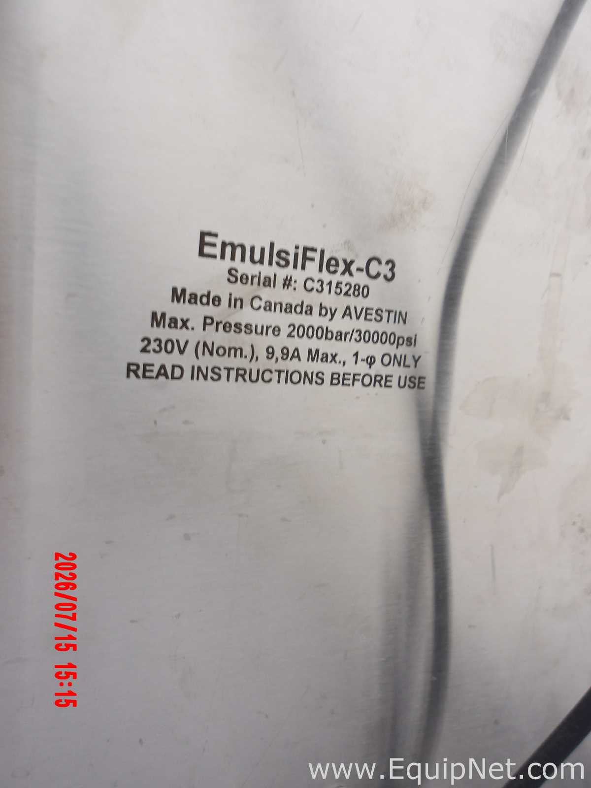 Avestin EmulsiFlex-C3 High-Pressure Homogenizer