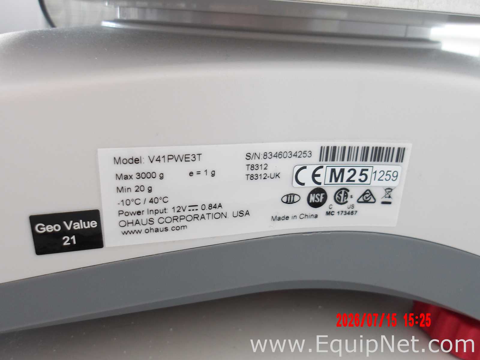 Báscula Ohaus Corporation Valor 4000W