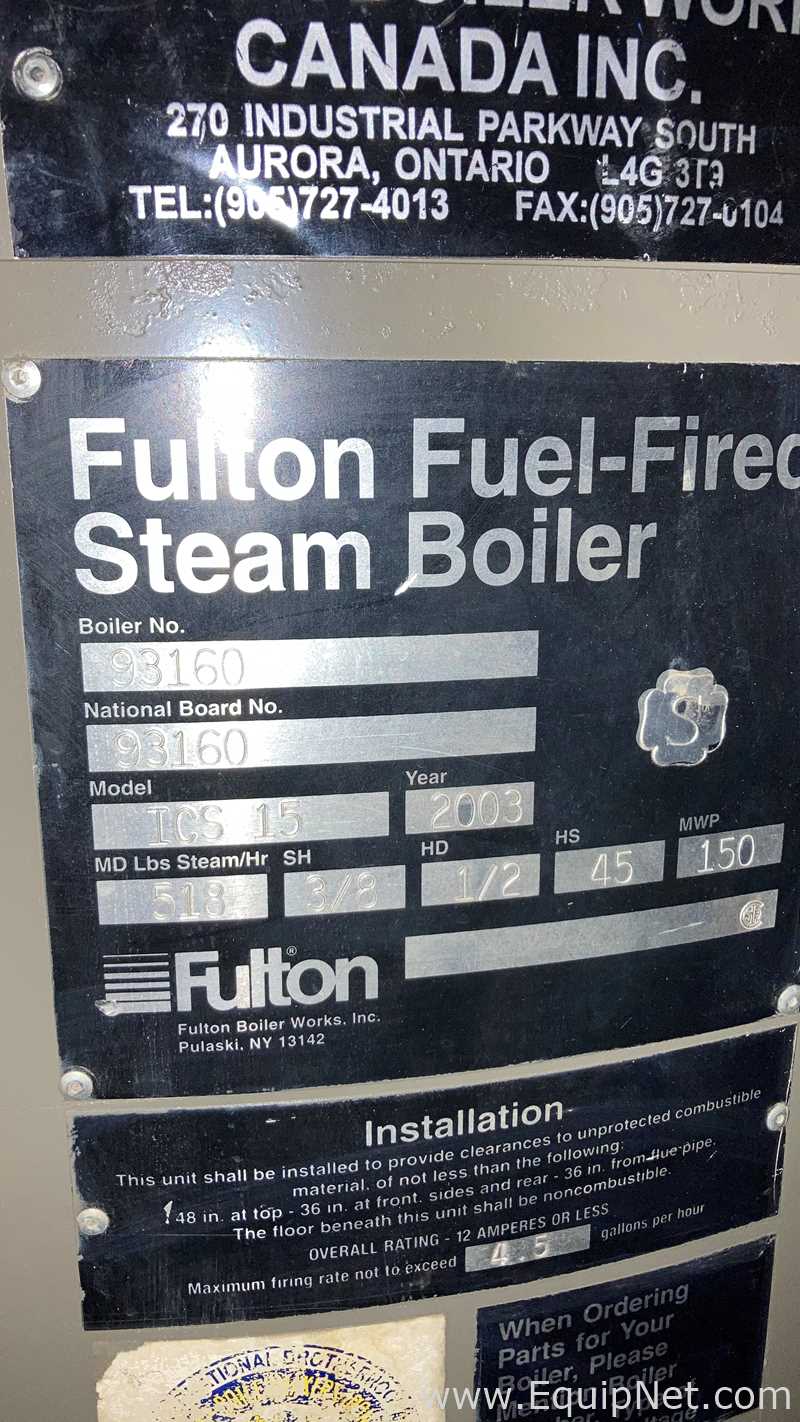 Aquecedor a Gás, Óleo, Carvão, Eletricidade Fulton Boiler Works, Inc. ICS 15