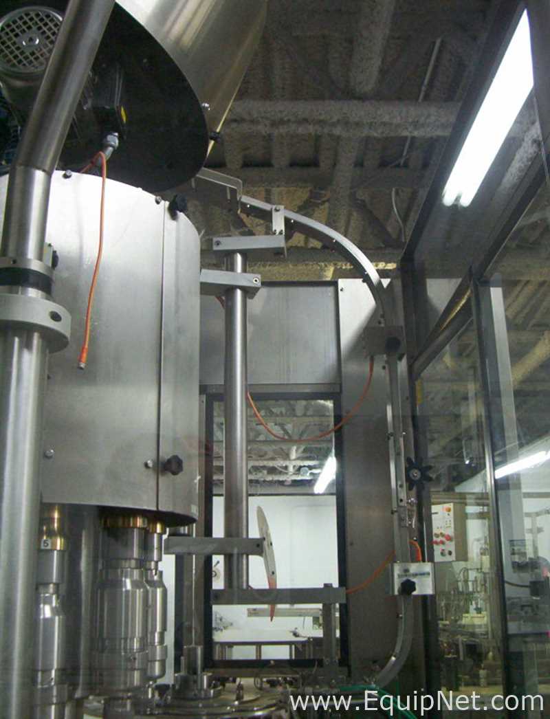 Used Borgo 8 head rotary capper model V8-T with centrifugal bowl and cap elevator