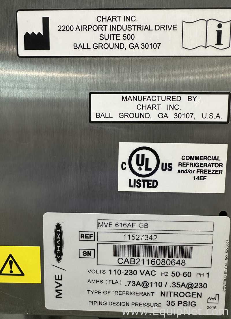Chart Inc. MVE 616AF-GB Liquid Nitrogen Vessel