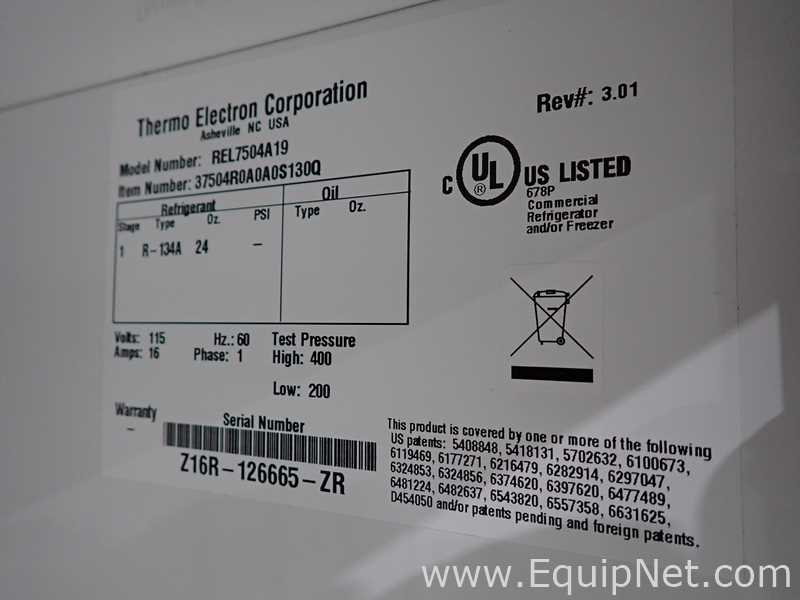 Thermo Electron REL7504A19 Three Glass Doors Refrigerator