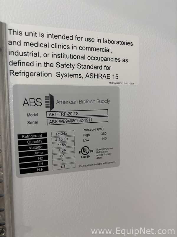 American BioTech Supply ABT-FRP-20-TS Freezer