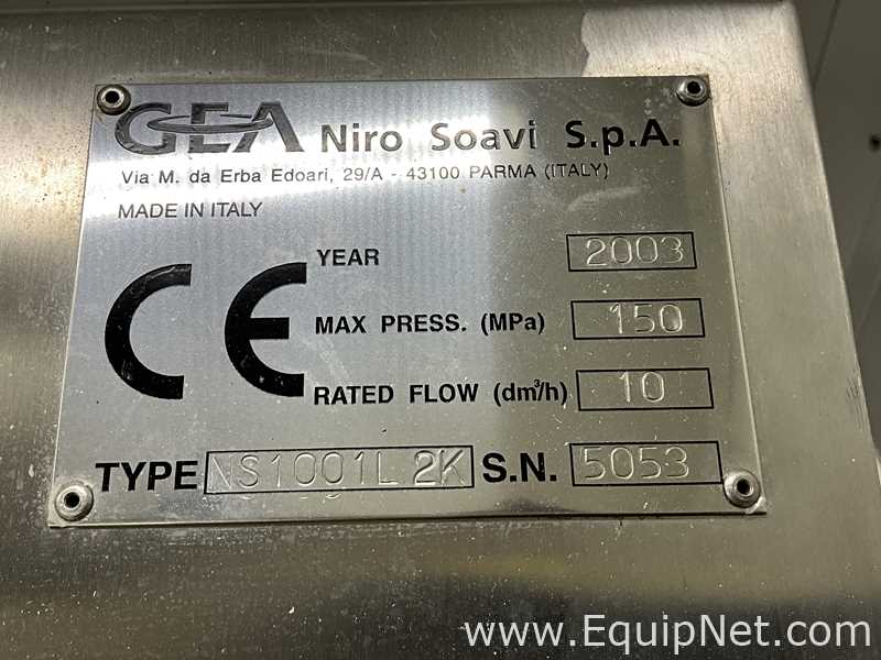 Homogeneizador GEA Niro Soavi s.p.a NS 1001L2K