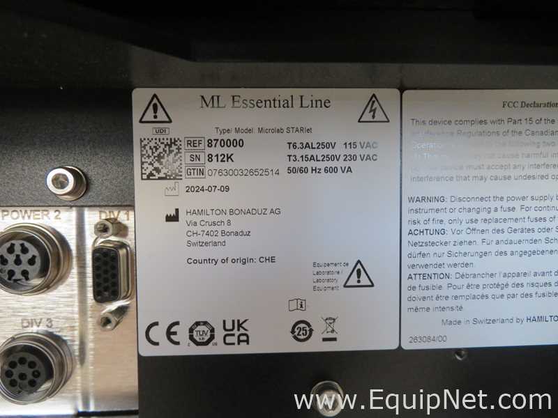 Hamilton ML Essential Line Microlab Star Let Liquid Handler