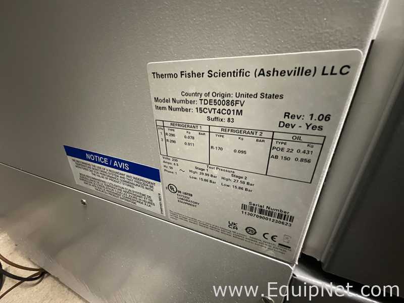 Thermo Fisher Scientific TDE50086FV 682 Litre -86C Ultra Low Temperature Upright Laboratory Freezer