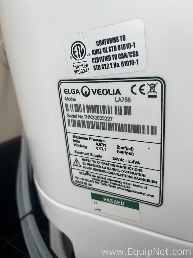 Elga Veolia Water Technologies Chorus 30 Liter Reservoir Tank for Laboratory Water Purifier
