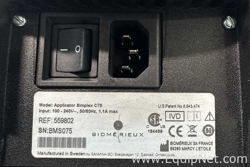 Equipo de verificación o medición electrónica Biomerieux SA France Simplex C76