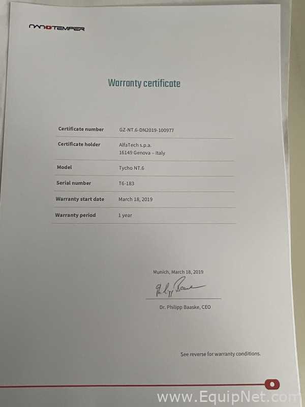 Nano Temper Technologies GmbH Tycho NT.6 Differential Scanning Fluorimeter