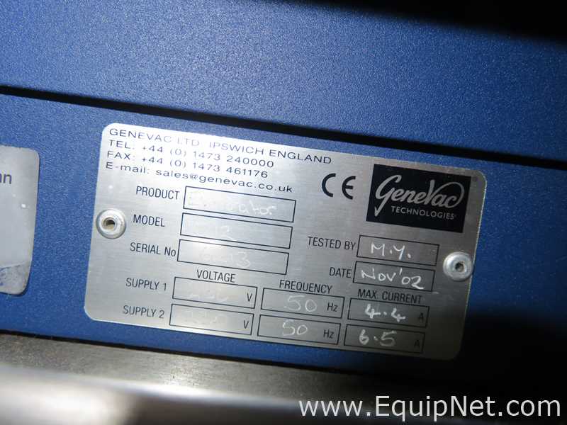 GeneVac HT-12 Evaporator With Genevac VC3000D Vapour Condenser