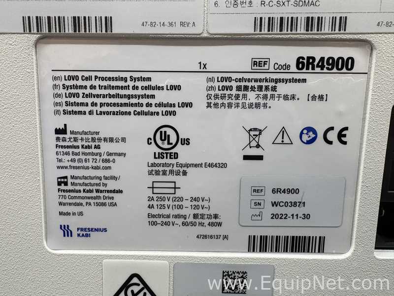 Fresenius Kabi LOVO 6R4900 Automated Cell Processing System