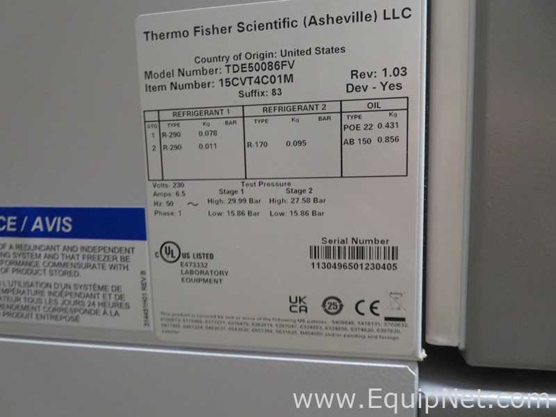 Thermo Scientific TDE50086FV -80 Freezer