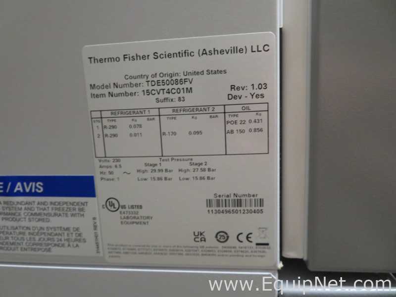 Thermo Scientific TDE50086FV -80 Freezer