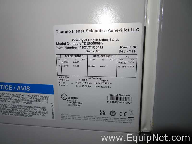 Thermo Scientific TDE50086FV -80 Freezer