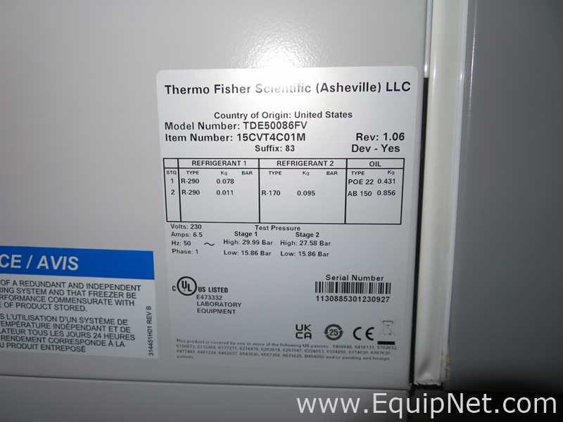 Thermo Scientific TDE50086FV -80 Freezer