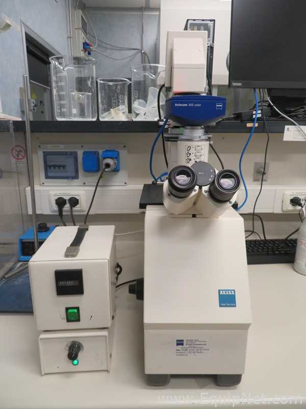 Zeiss Inc. Axiovert 10 Inveted Microscope With Power Supply