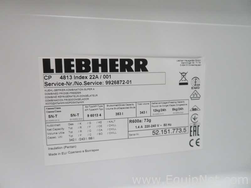 Liebherr CP4813 Index22A/001 343 Litre Upright Laboratory Refrigerator Freezer