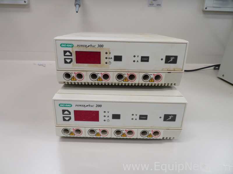 Lot of 2 Bio Rad Power Pac 300 and 200 Electrophoresis Power Supplies