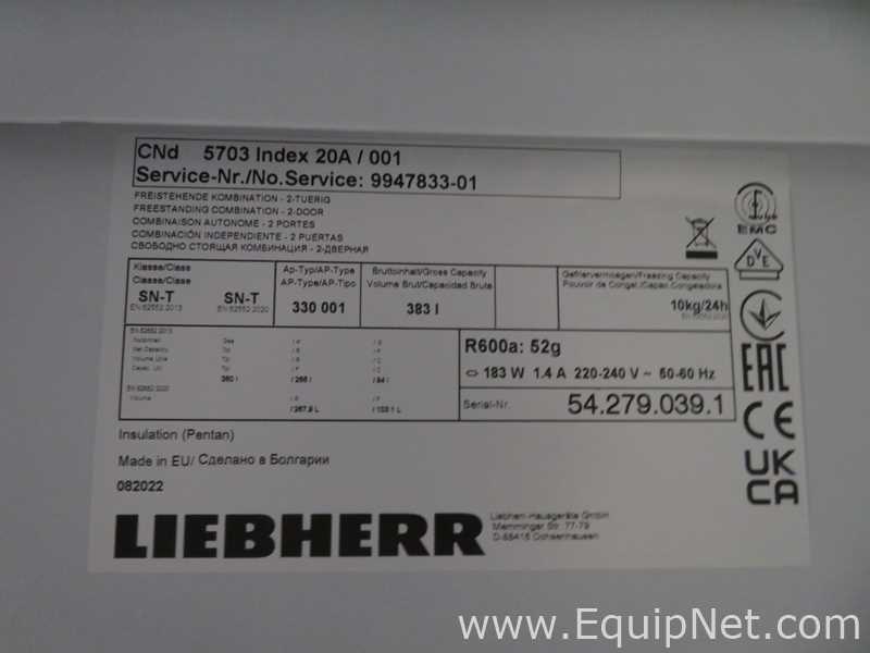 Liebherr CNd5703 Index20A/001 383 Litre Upright Laboratory Refrigerator Freezer
