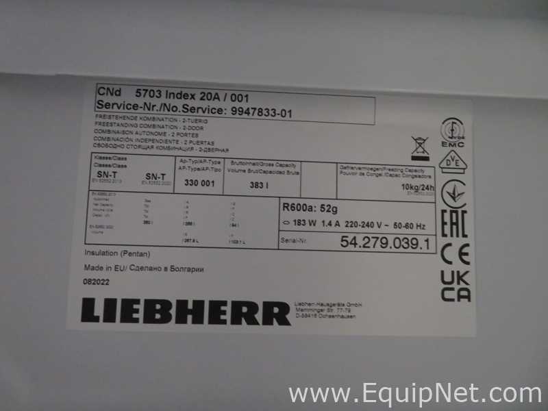 Liebherr CNd5703 Index20A/001 383 Litre Upright Laboratory Refrigerator Freezer