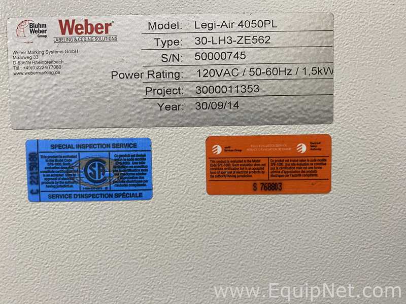 lote de   Rotuladora Weber Marking Systems, Inc. Legi-Air 4050P