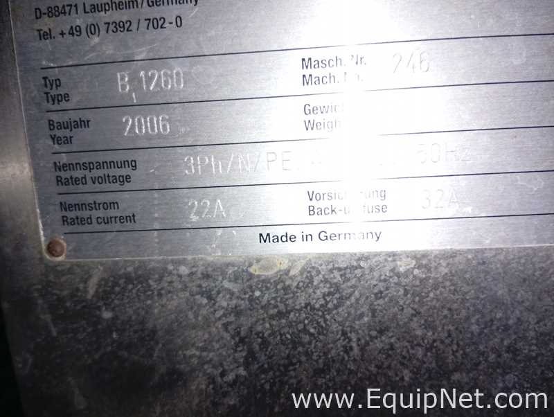 Seladora Blister Uhlmann Pac Systeme GmbH and Co. KG B1260