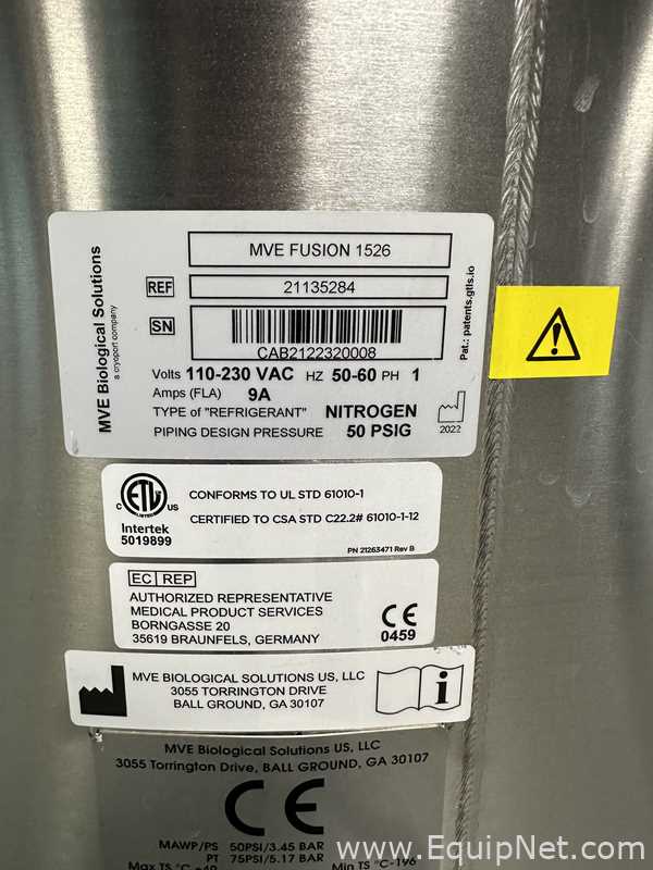 MVE Fusion 1526 PV Cryogenic Freezer