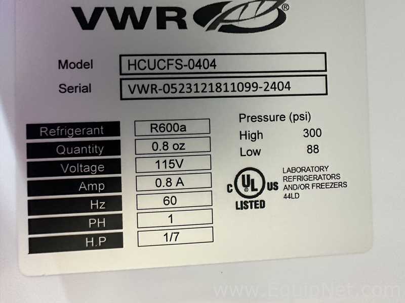 Lot Of 4 VWR HCUCFS-0404 Undercounter Laboratory Refrigerators
