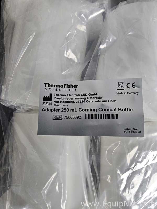 Lot of 4 Sets of Thermo 75005392 Adapters for 250ml Corning Conical Bottle
