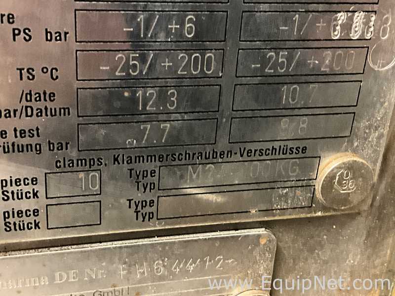Pfaudler-Werke GmbH 100 Litre Glass Lined Jacketed Vacuum Rated Reactor