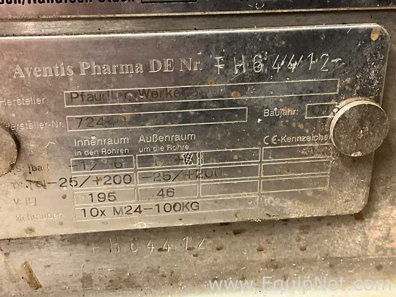 Pfaudler-Werke GmbH 100 Litre Glass Lined Jacketed Vacuum Rated Reactor