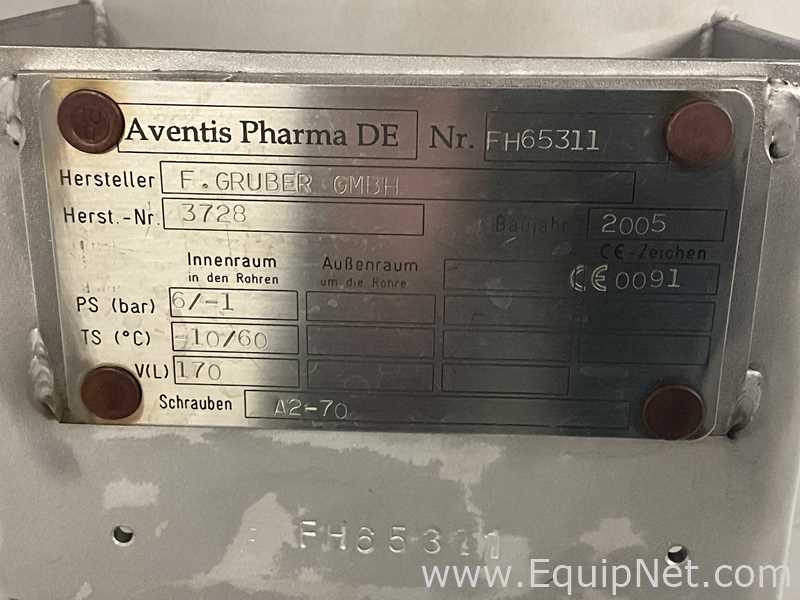 F. Gruber GmbH 170 Litre Stainless Steel Vacuum Rated Mixing Vessel