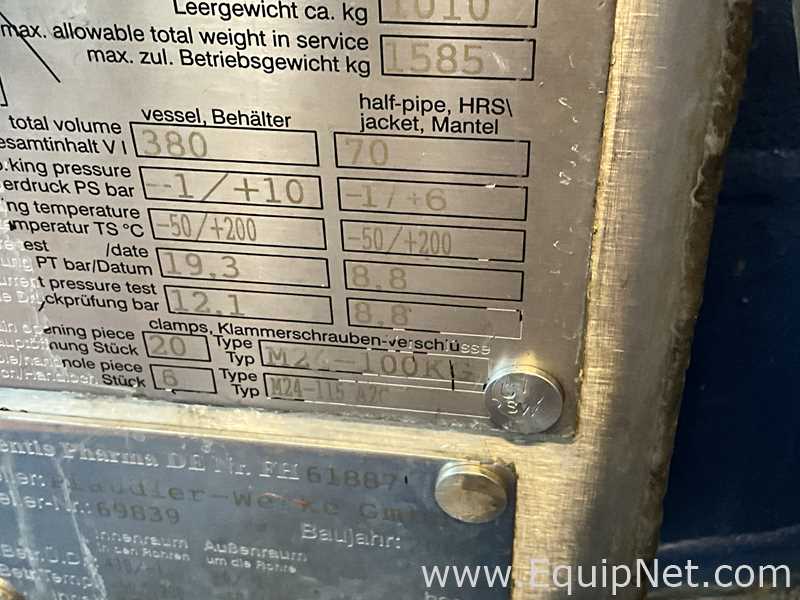 Reactor Pfaudler-Werke GmbH Requisitos de aire 250 L.  250 Litros