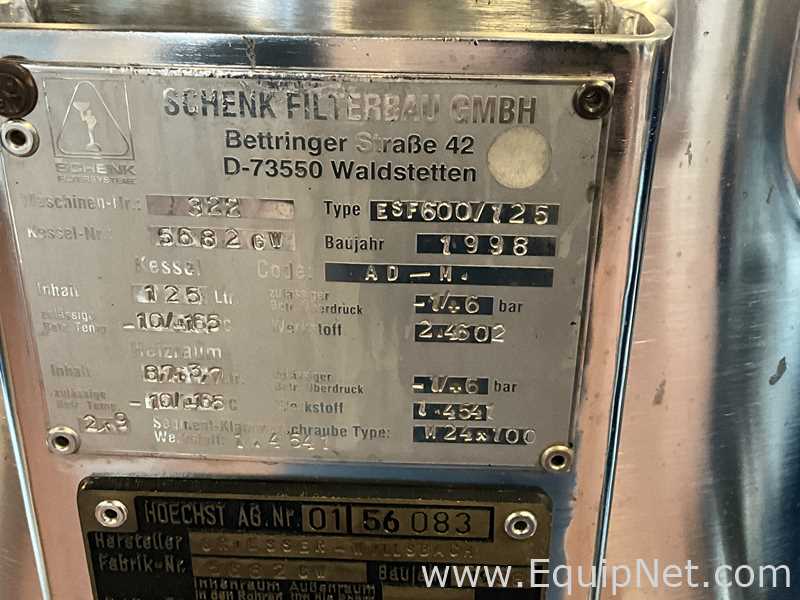 Filtro de Presión Schenk Filterbau GmbH ESF600/125.  125 Litros