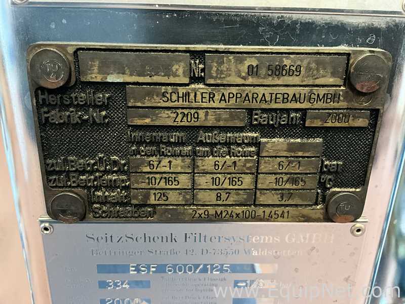 Seitz Schenk GmbH ESF600/125 125 Litre Hastelloy Mobile Vacuum Rated Jacketed Filter Vessel
