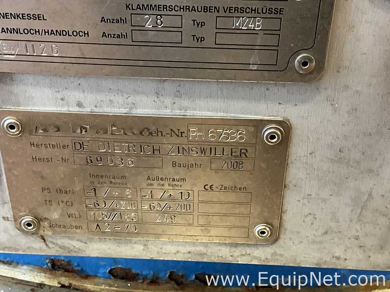 Reator De Dietrich Requisitos de Ar 1057 L.  1057 Litros