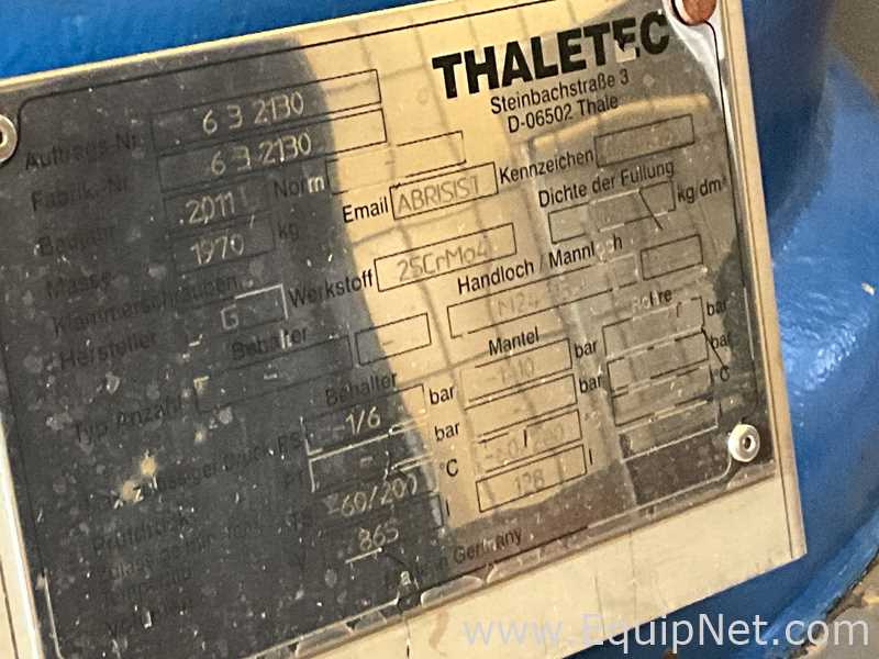 Reactor Thaletec Requisitos de aire 865 L.  865 Litros