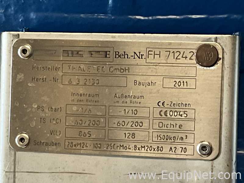 Reactor Thaletec Requisitos de aire 865 L.  865 Litros