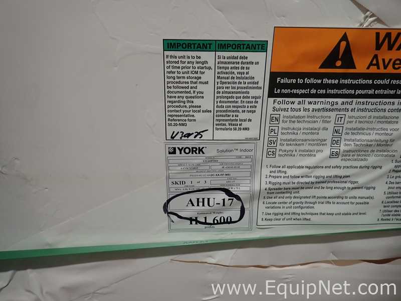 Unused York International XTI-48x60 Air Handler with Central Cooling Air Conditioner