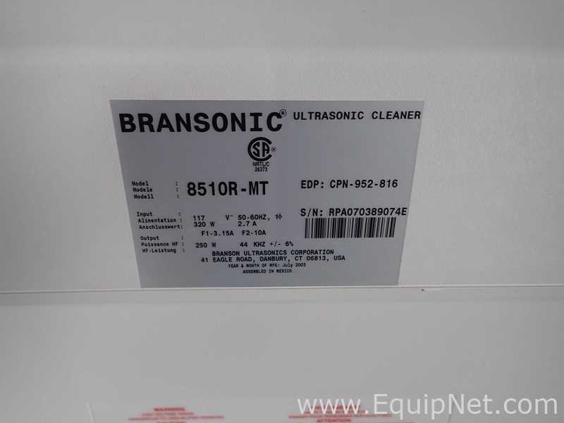 Limpiador Ultrasónico Branson Ultrasonic Corporation 8510-MT. Sin usar