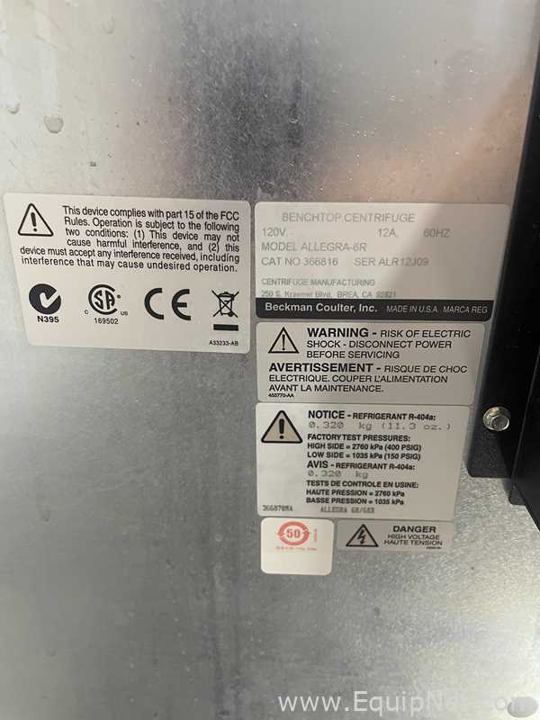 Centrífuga para laboratorio Beckman Coulter Allegra 6R