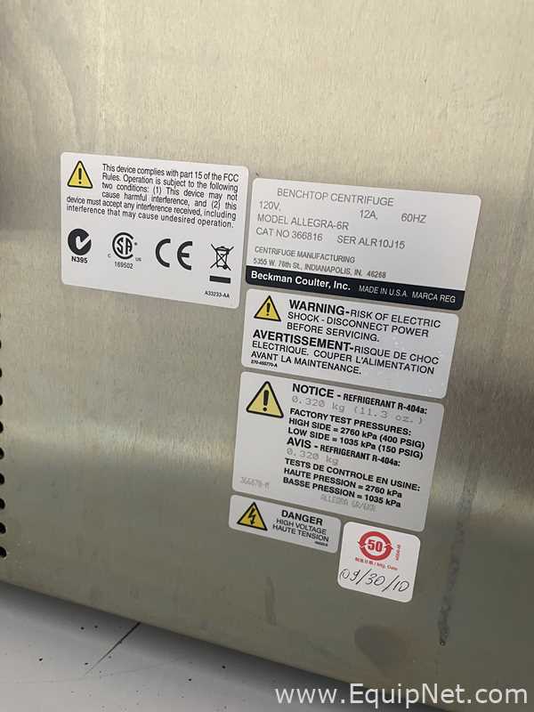 Centrífuga para laboratorio Beckman Coulter Allegra 6R