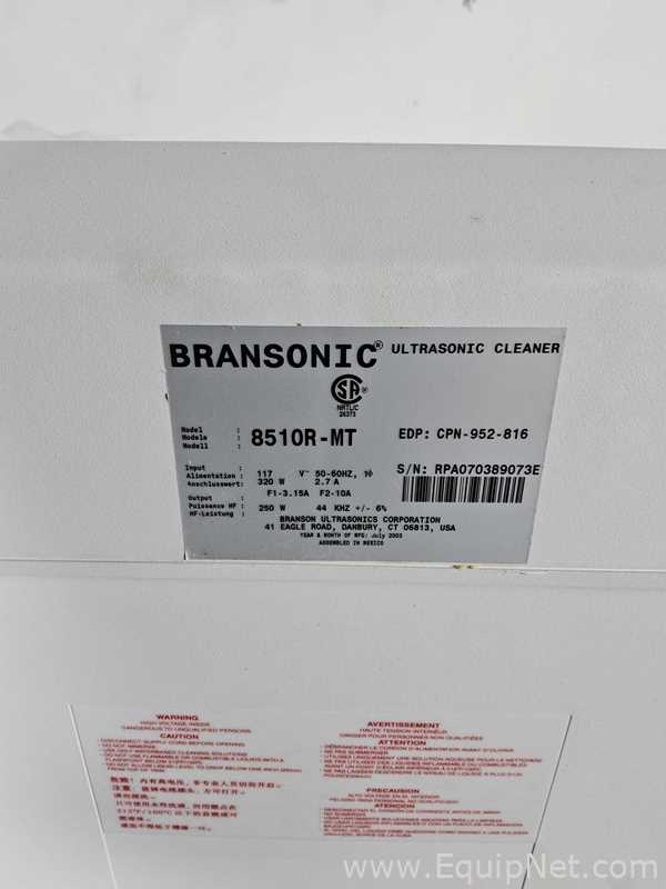 Limpiador Ultrasónico Branson Ultrasonic Corporation 8510-MT