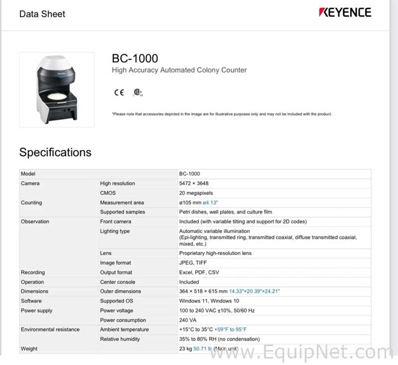Contador de Partículas Keyence Corporation BC-1000