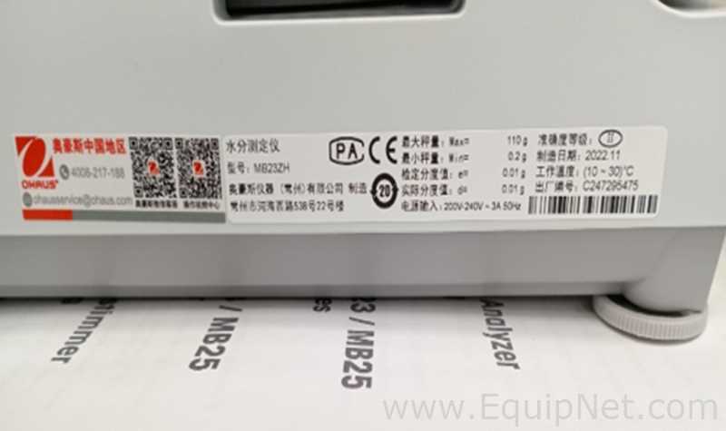 Analizador de Humedad Ohaus Corporation MB23