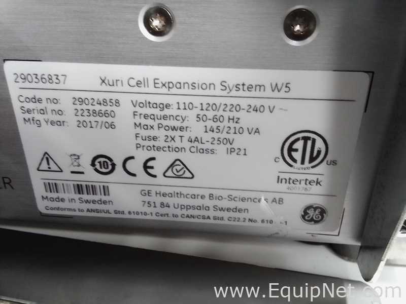 GE Healthcare Xuri W5 Cell Expansion System with Perfusion and CO2|Air Mix Controllers